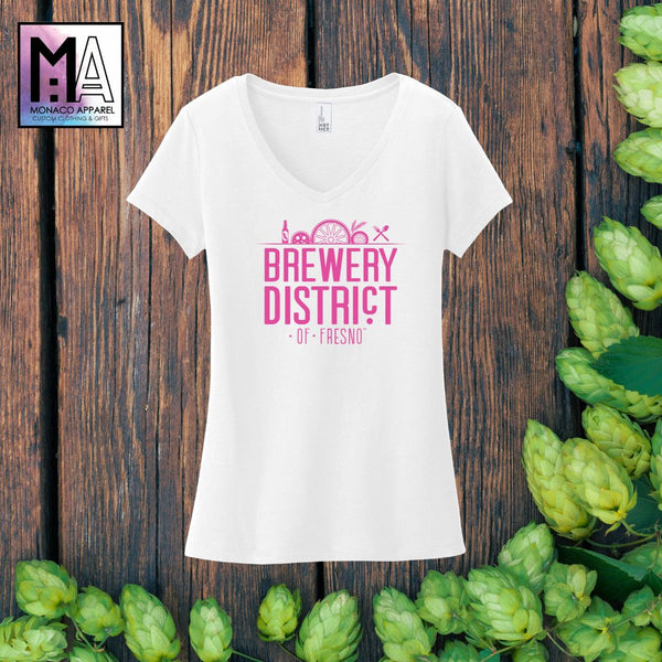 Brewery District of Fresno Tee; Pink Logo
